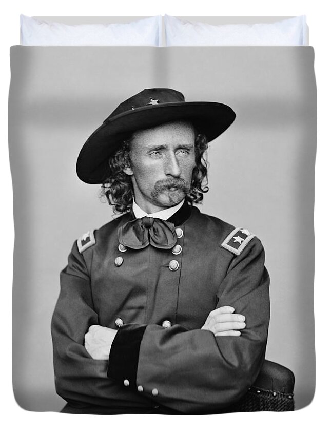 George Armstrong Custer Duvet Cover featuring the photograph General George Armstrong Custer by War Is Hell Store