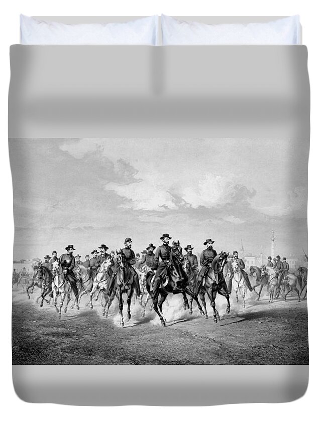 William Sherman Duvet Cover featuring the drawing General Sherman At Savannah Georgia by War Is Hell Store