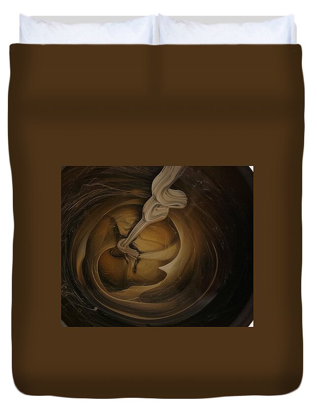 Abstract Duvet Cover featuring the painting Genie in the toilet by Gyula Julian Lovas