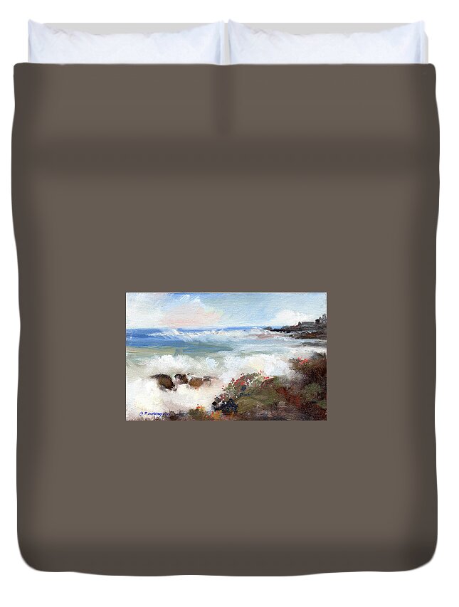 Visco Duvet Cover featuring the painting Gentle Breakers by P Anthony Visco