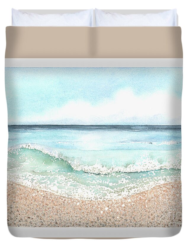 Beach Duvet Cover featuring the painting Gentle Waves by Hilda Wagner