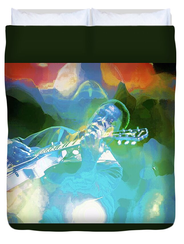 George Benson Duvet Cover featuring the photograph George Benson, Watercolor by Jean Francois Gil