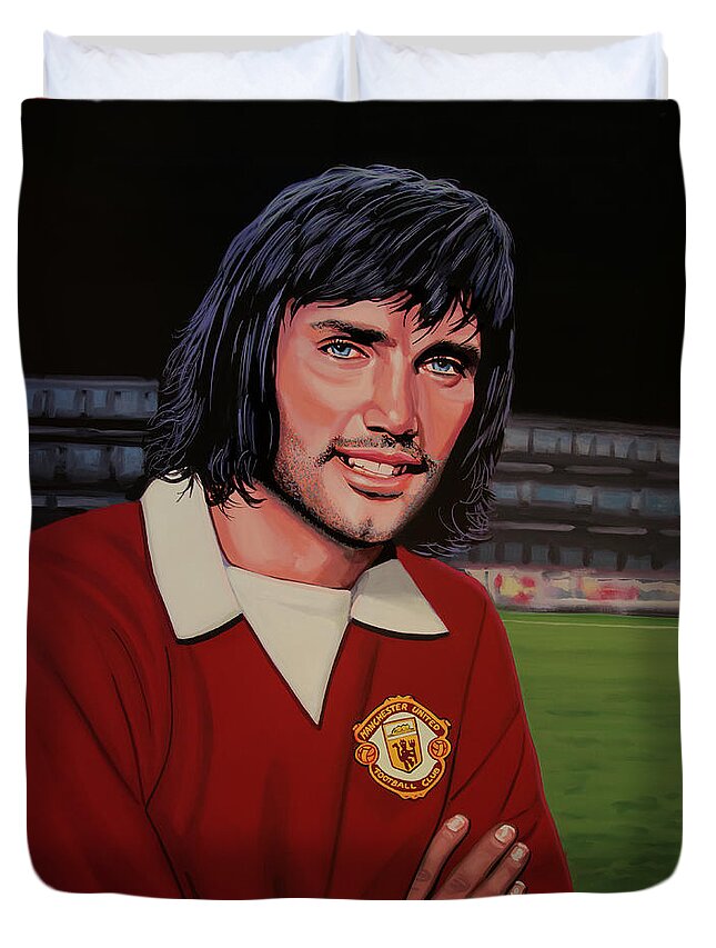 George Best Duvet Cover featuring the painting George Best Painting by Paul Meijering