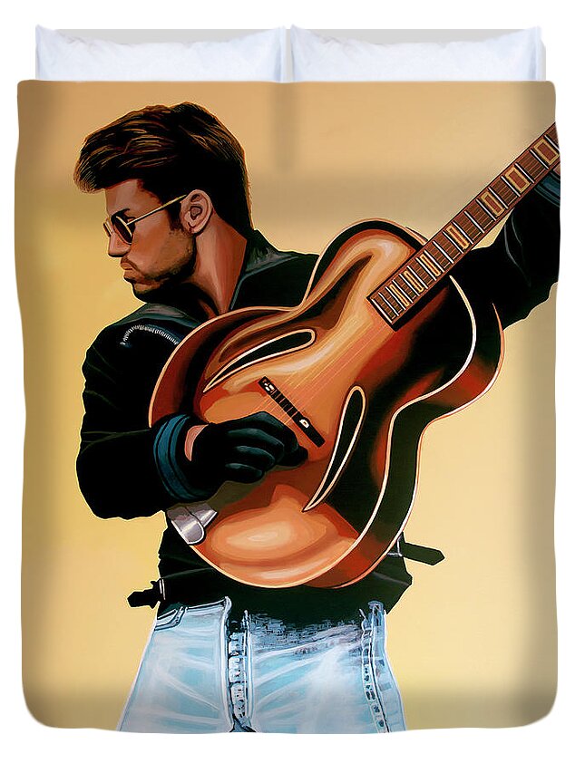 George Michael Duvet Cover featuring the painting George Michael Painting by Paul Meijering