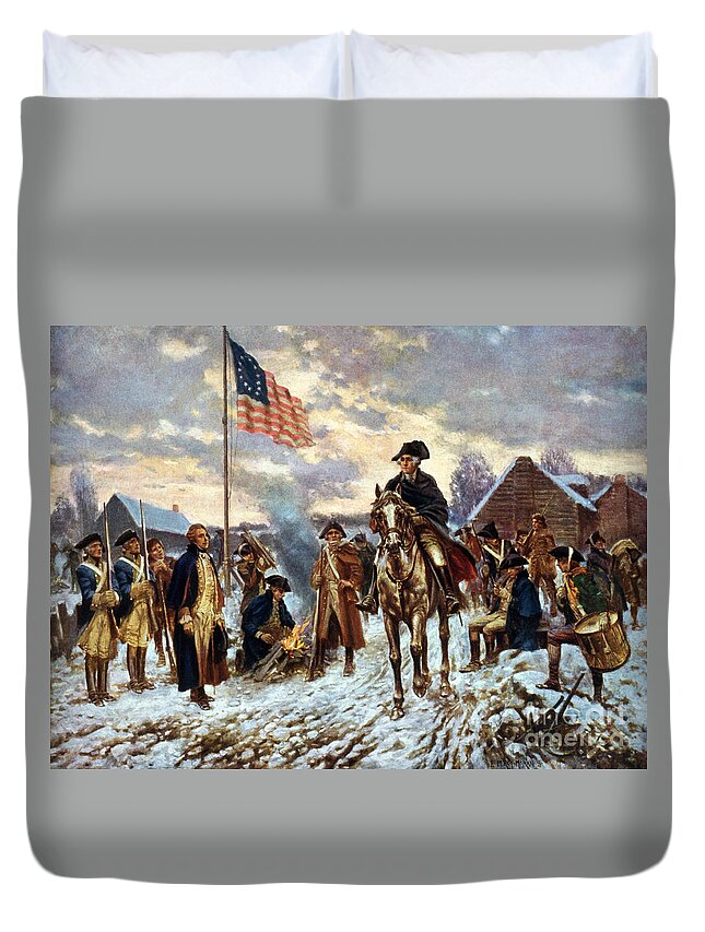 Government Duvet Cover featuring the photograph George Washington At Valley Forge by Science Source