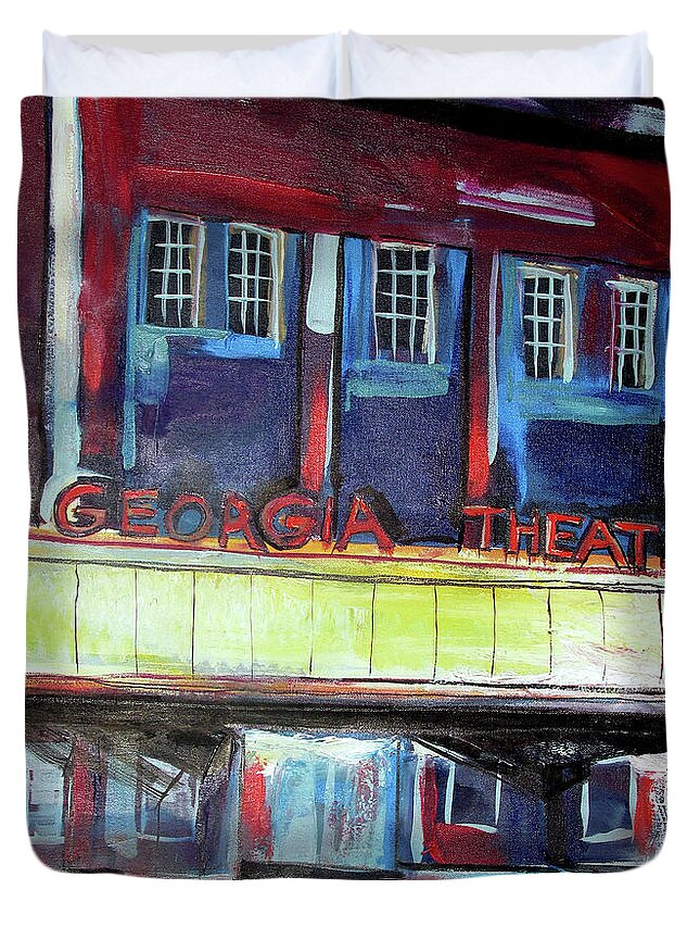 Georgia Theatre Duvet Cover featuring the painting Georgia Theatre by John Gholson