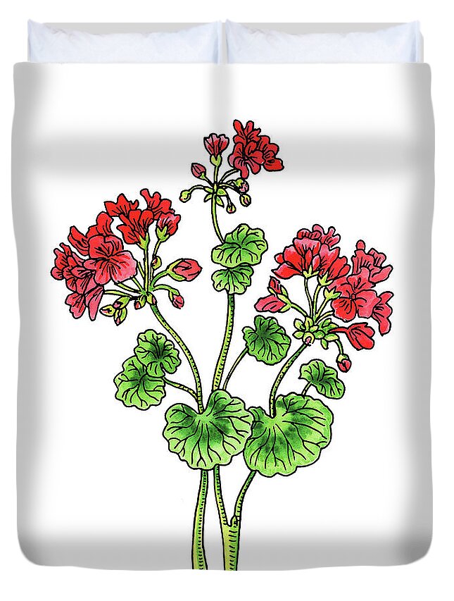 Geranium Flower Watercolor Duvet Cover For Sale By Irina Sztukowski