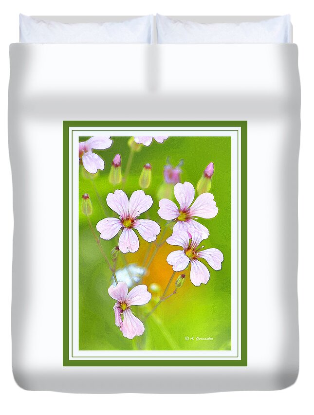 Nature Duvet Cover featuring the digital art Geranium Flowers by A Macarthur Gurmankin
