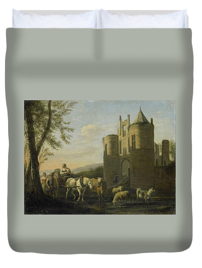 Painting Duvet Cover featuring the painting The Main Gate to Egmond Castle, 1670 - 1698 by Vincent Monozlay