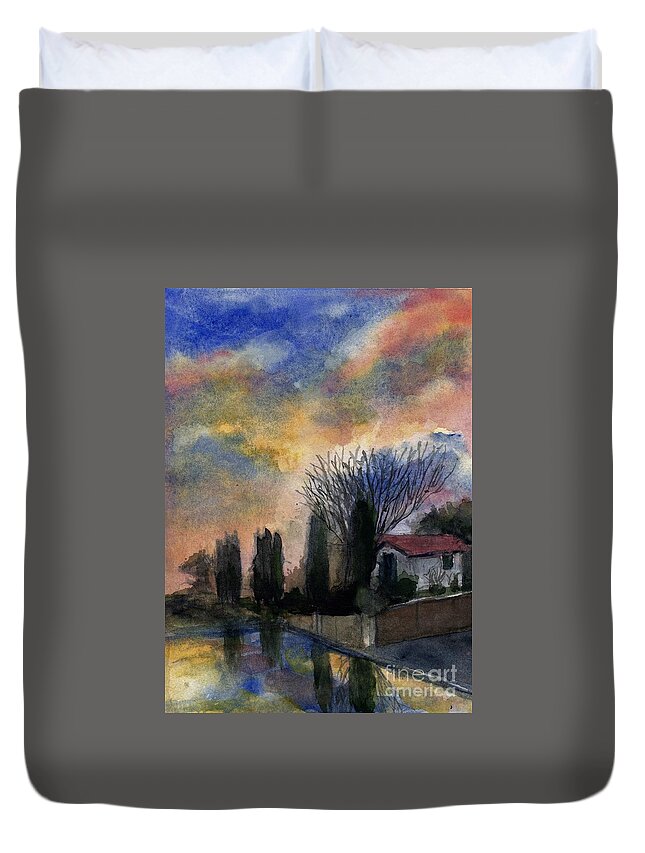 Rain Duvet Cover featuring the painting Get Well Soon Roman by Randy Sprout