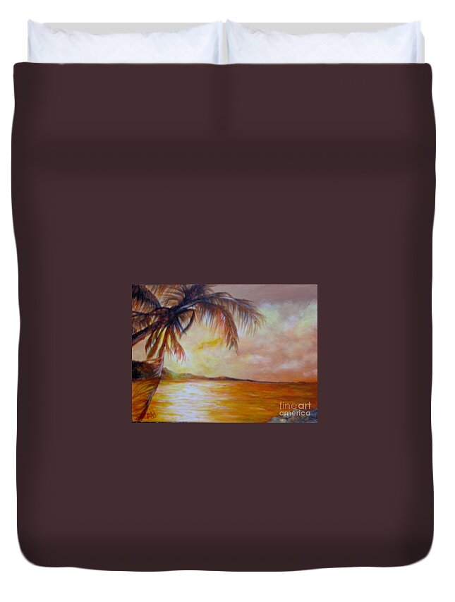 Caribbean Duvet Cover featuring the painting Getaway by Saundra Johnson