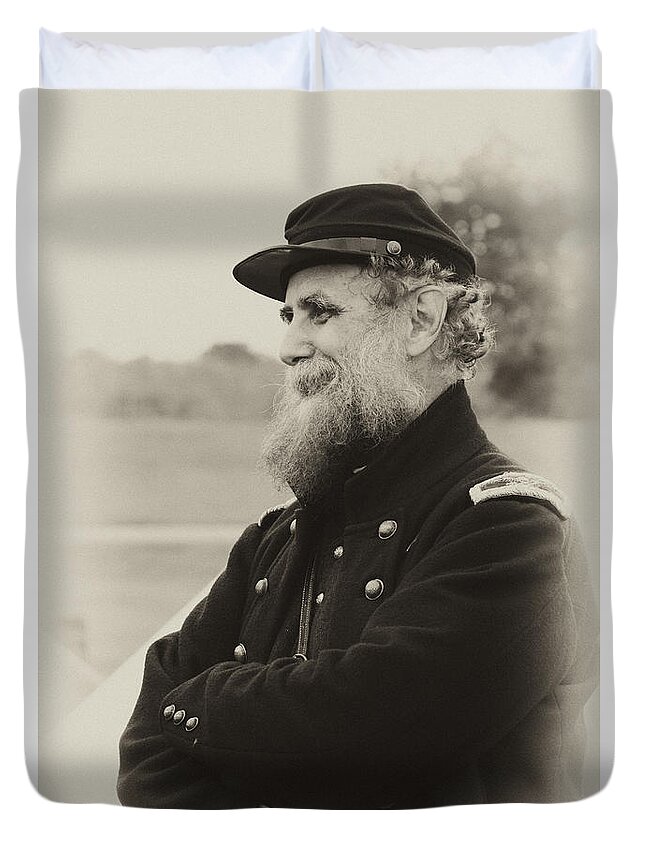 Gettysburg Duvet Cover featuring the photograph Gettysburg Reenactor by Hugh Smith