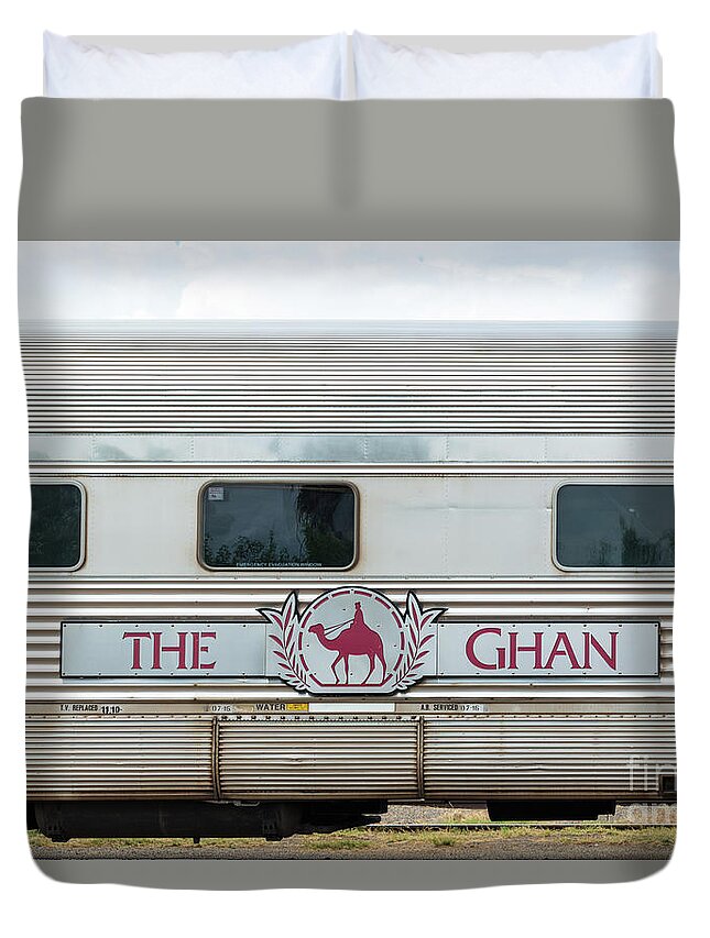 2017 Duvet Cover featuring the photograph Ghan train at Alice Springs by Andrew Michael