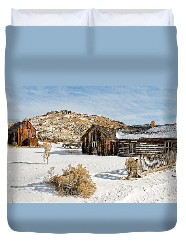 Americana Duvet Cover featuring the photograph Ghost Town Winter by Scott Read