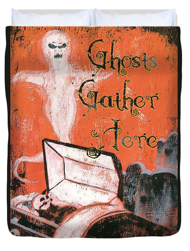 Ghosts Duvet Cover featuring the painting Ghosts Gather Here by Debbie DeWitt