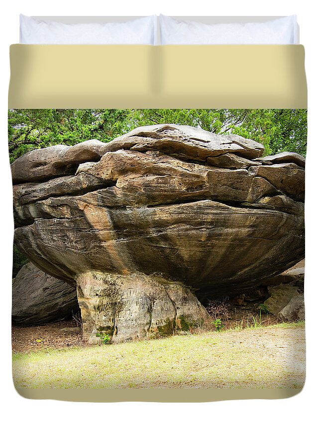 Mushroom Rock State Park Duvet Cover featuring the photograph Giant Mushroom by Bob Phillips