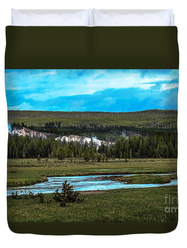 Stone Duvet Cover featuring the photograph Gibbon River Valley by Robert Bales