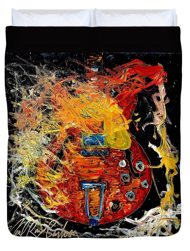 Gibson Guitar Duvet Cover featuring the painting Gibson by Neal Barbosa