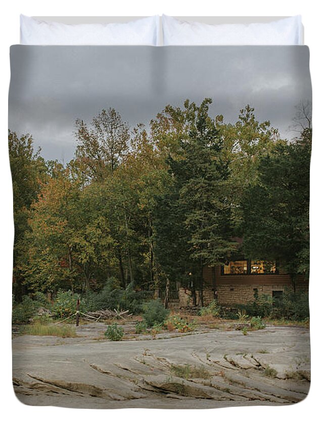 Cumberland Falls Duvet Cover featuring the photograph Gift Shop at Cumberland Falls by Amber Flowers