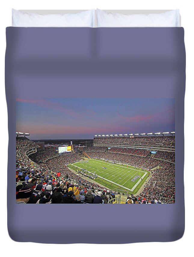 Patriots Duvet Cover featuring the photograph Gillette Stadium and New England Patriots by Juergen Roth