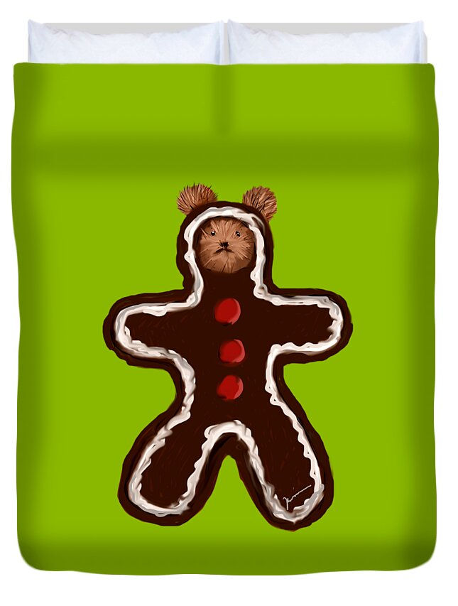 Teddy Duvet Cover featuring the painting Gingerbread Teddy by Jean Pacheco Ravinski