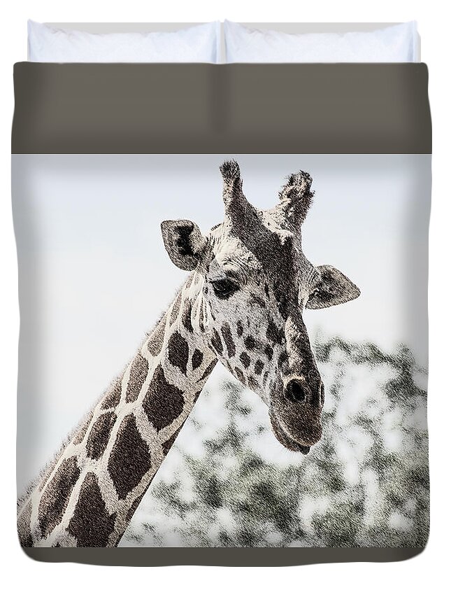 Giraffe Duvet Cover featuring the digital art Giraffe by Darrell Foster