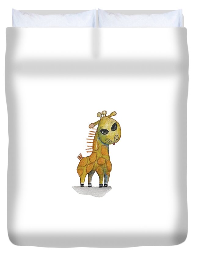 Giraffe Duvet Cover featuring the painting Giraffe Youth by Shelley Overton