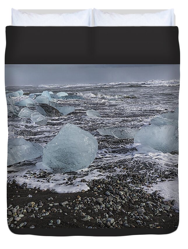 Glacial Lagoon Duvet Cover featuring the tapestry - textile Glacier Ice 3 by Kathy Adams Clark