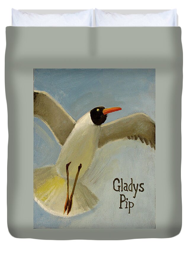 Seagull Duvet Cover featuring the painting Gladys Pip by Don Morgan