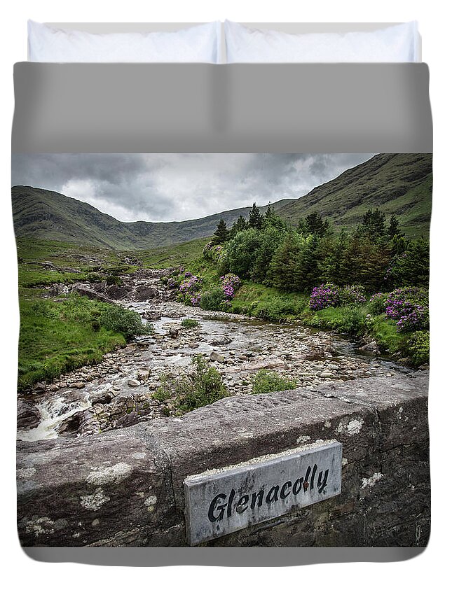 Mountain Duvet Cover featuring the photograph Glenacolly Bridge, by Martina Fagan