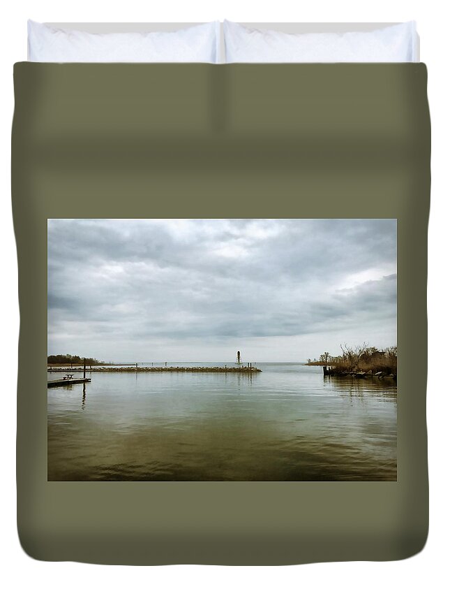 Gloomy Duvet Cover featuring the photograph Gloom on the Bay by Chris Montcalmo