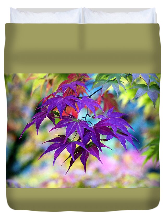 Garden Duvet Cover featuring the photograph Glorious Maple by Emerita Wheeling