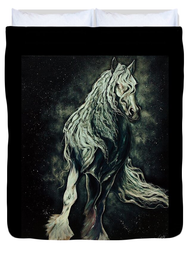 White Horse Duvet Cover featuring the painting Glory re-loaded by Vivian Casey Fine Art