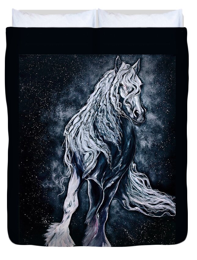 Andalusian Horse Duvet Cover featuring the painting Glory, Reviseted by Vivian Casey Fine Art