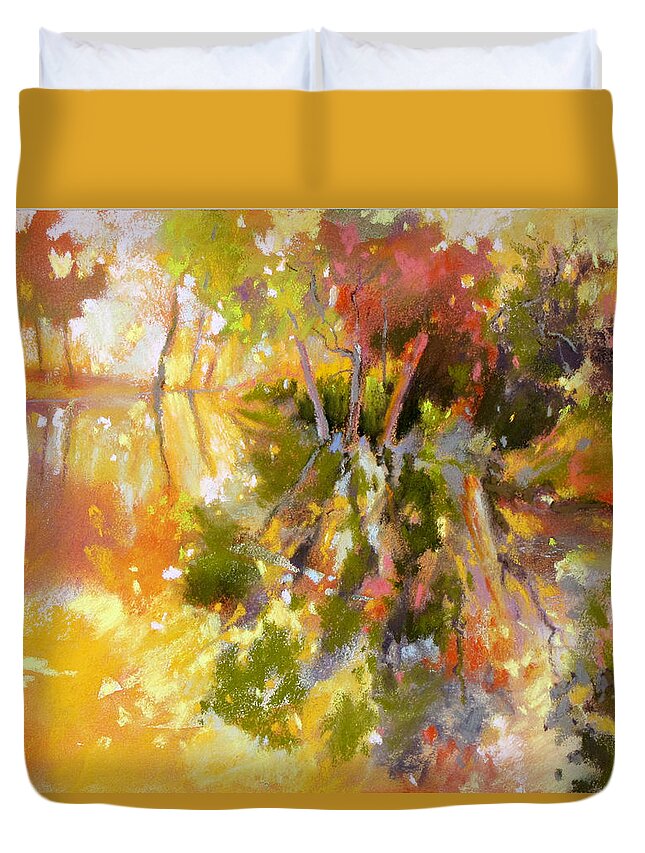 Water Duvet Cover featuring the painting Glow by Rae Andrews