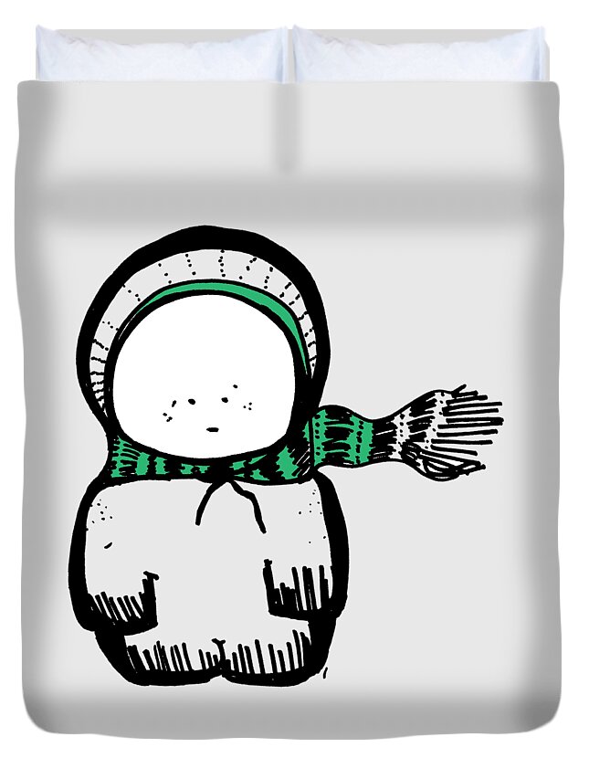 Grumpypants Duvet Cover featuring the drawing Gnome Me Sideways by Unhinged Artistry