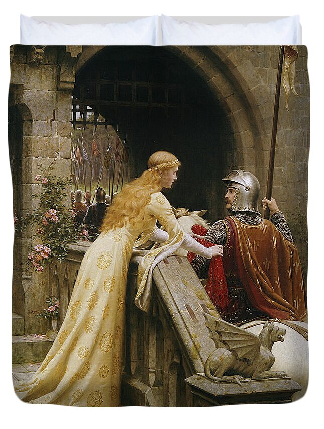 God Speed Duvet Cover featuring the painting God Speed by Edmund Blair Leighton
