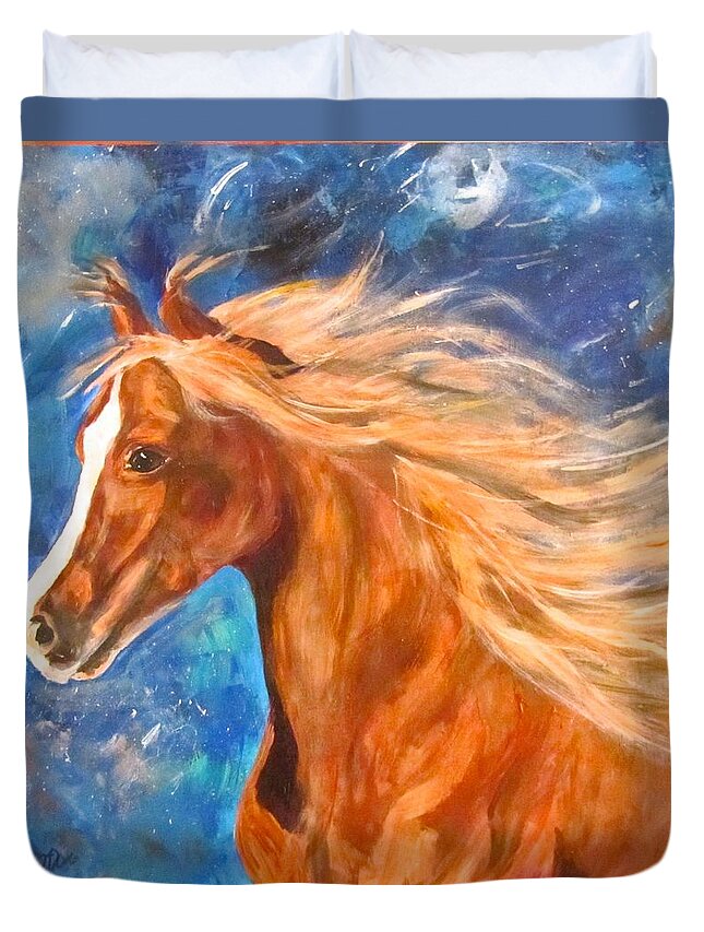 Horse Duvet Cover featuring the painting God Speed Janina by Barbara O'Toole