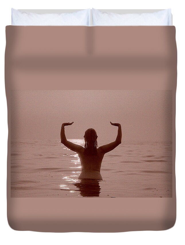 Nude Duvet Cover featuring the photograph Goddess by DArcy Evans