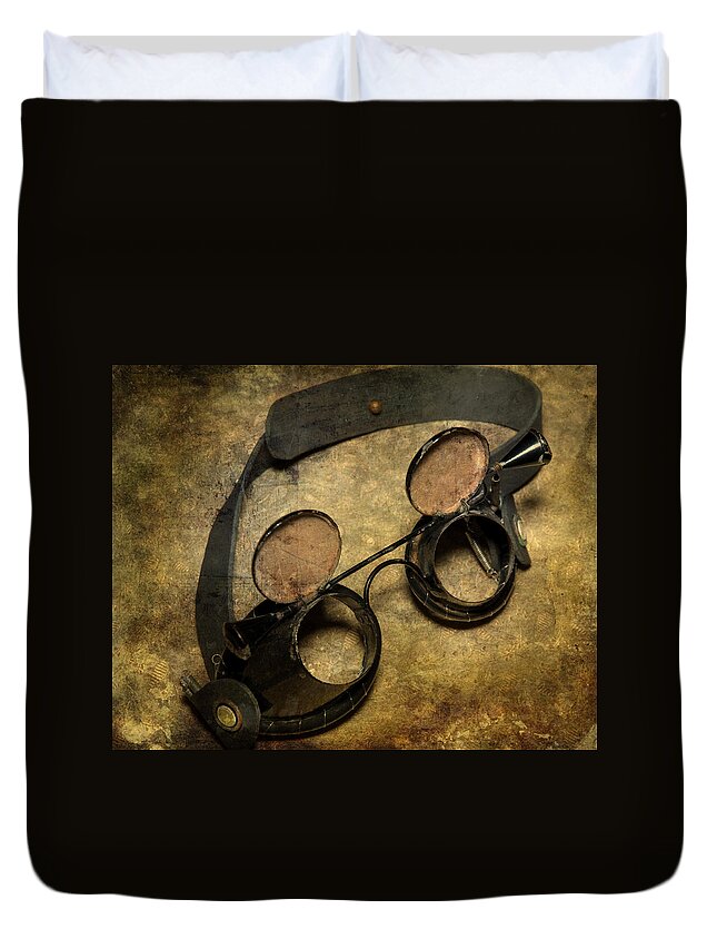Antique Steampunk Goggles Duvet Cover featuring the photograph Goggles by Monique Cousineau