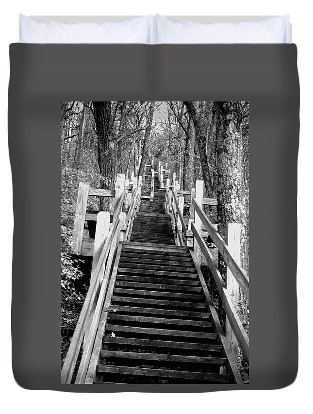Stairs Duvet Cover featuring the photograph Going Up by JamieLynn Warber