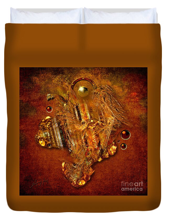 Angel Duvet Cover featuring the painting Gold Angel by Alexa Szlavics
