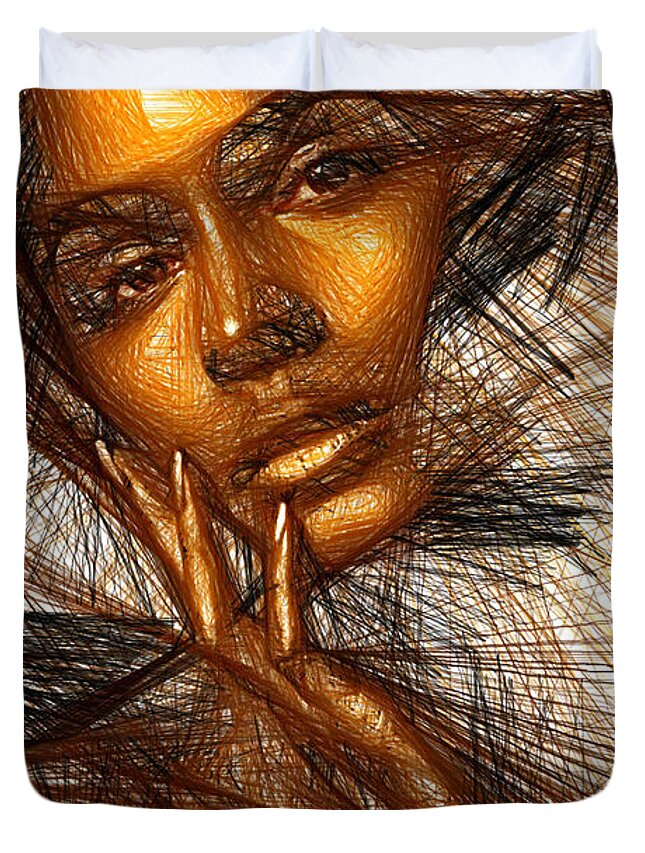 Rafael Salazar Duvet Cover featuring the digital art Gold Fingers by Rafael Salazar