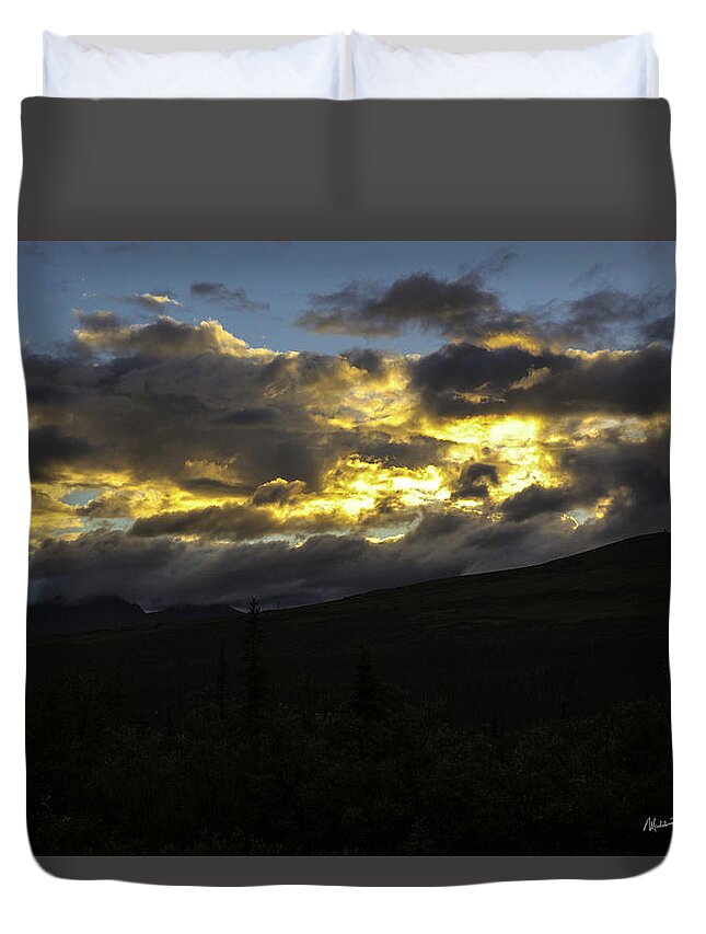 Sky Duvet Cover featuring the photograph Gold In Skies of Alaska by Madeline Ellis