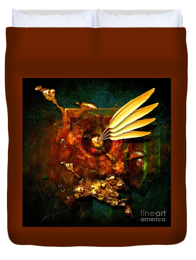 Ink Duvet Cover featuring the painting Gold Inkpot by Alexa Szlavics