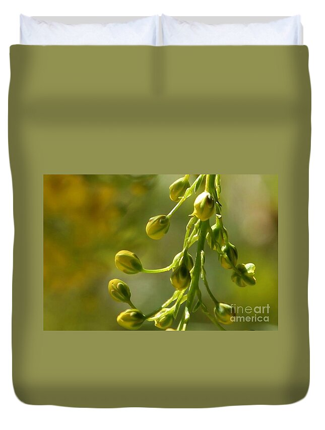 Flowers Duvet Cover featuring the photograph Gold Of Spring by Sheila Ping