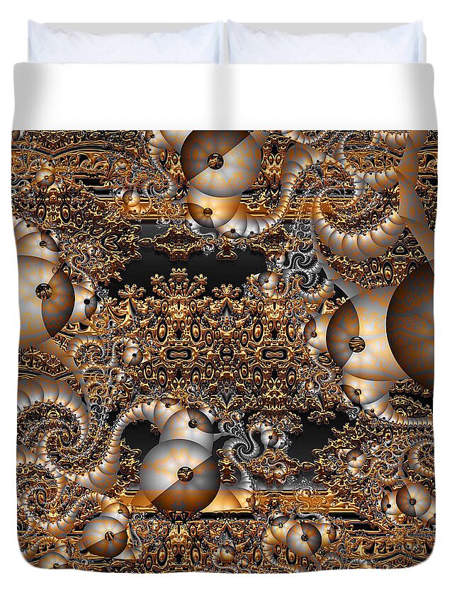 Gold Duvet Cover featuring the digital art Gold Rush- by Robert Orinski