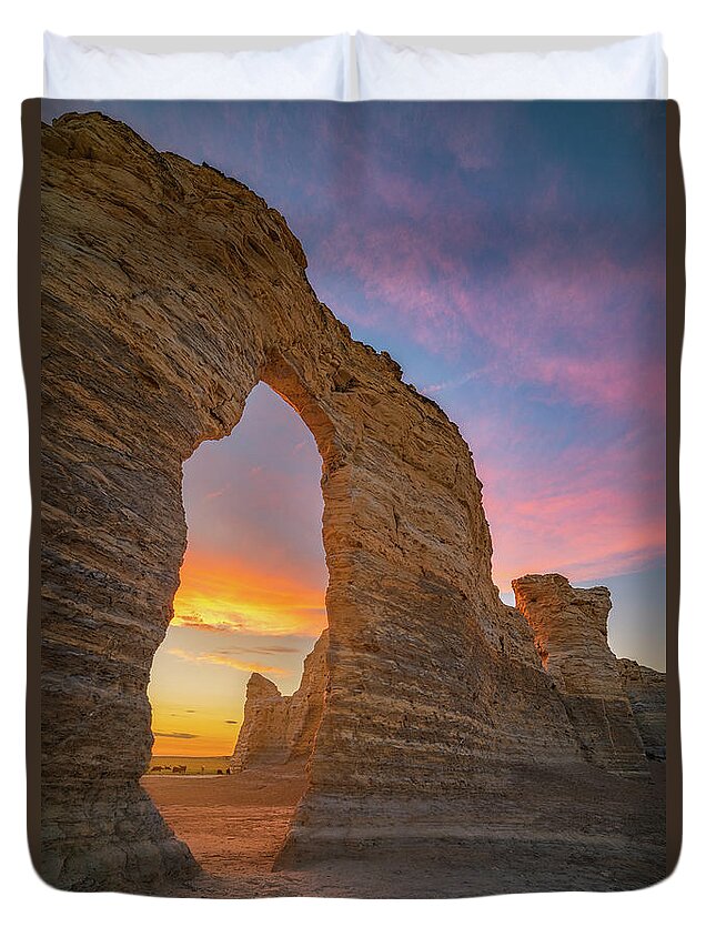 Arches Duvet Cover featuring the photograph Golden Arch of Kansas by Darren White