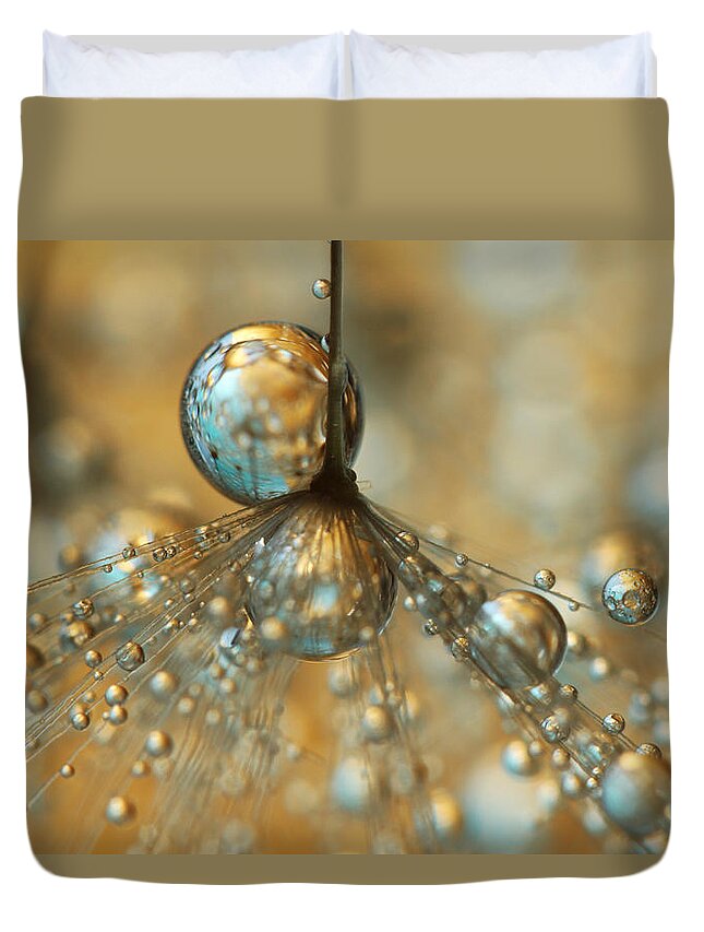 Dandelion Duvet Cover featuring the photograph Golden Dandy Shower by Sharon Johnstone