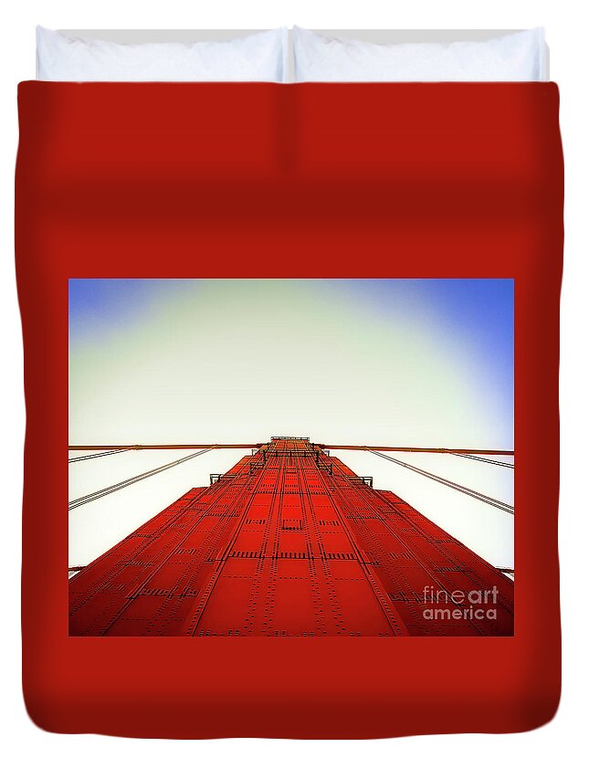  Vertical Duvet Cover featuring the photograph Golden Gate Bridge 1 by Tom Jelen